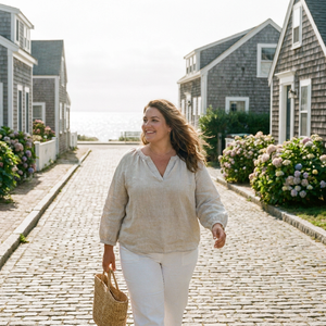 Camicetta Minimalista Byron Bay Plus Size in <span class=keywords><strong>Lino</strong></span> e Cotone, <span class=keywords><strong>Camicia</strong></span> Estiva con Scollo a V Vestibilità Rilassata Stile Costiero da <span class=keywords><strong>Donna</strong></span> S-5X, Personalizzabile all'Ingrosso - Product Image 4