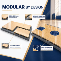 Revêtement de sol sportif intérieur en bois d'érable pour gymnase, terrain de football, dalles de sol emboîtables FH-LOCK