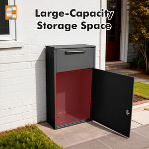 صندوق بريد كبير الحجم من الفولاذ لتسليم الطرود، قائم بذاته للاستخدام الخارجي، مع قفل بمفتاح، مضاد للسرقة ومقاوم للماء، سعة 38 لتر، للاستخدام المنزلي وفي الحديقة - Product Image 4