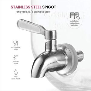 Dispensador de bebidas de vidrio de 2 galones, con espita de acero inoxidable, dispensador de agua y bebidas para exteriores, fiestas - Product Image 3