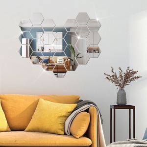Hot Selling Acrylic Hexagonal <b>Mirror</b> Wall Sticker <b>With</b> Adhesive Backing Wall Decoration <b>Crystal</b> Stereo <b>Mirror</b> Sticker - Product Image 3