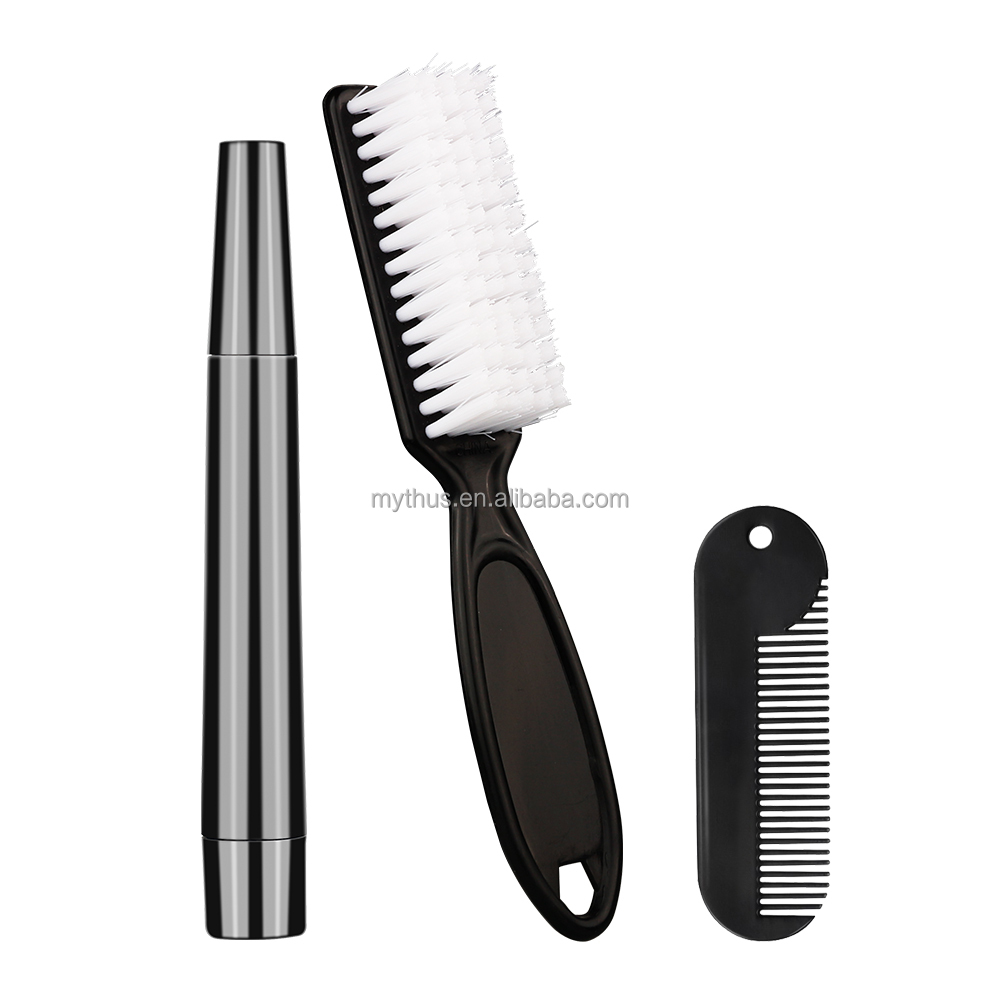 Les cheveux blancs se fanent brosse + stylo de barbe + ensemble de peigne en métal