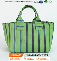 Sac fourre-tout rayé tissé à la main 14L, fabricant sur mesure OEM ODM, sac de courses réutilisable pour femmes, courses, voyages, usage quotidien, vente en gros