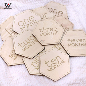 Nouveau-né Photo Props Personnalisé Bébé En Bois Mensuel Jalon Cartes Ensemble En Bois Cafts Cadeaux Double Face Laser Graver - Product Image 2