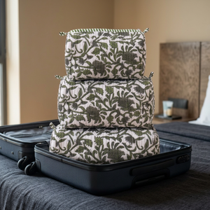 Juego de Bolsas de Viaje Ligeras con Estampado Floral, Bolsa de Cosméticos con Cierre de Cremallera de 3 Tamaños, Estilo Bohemio, Bolsa de Viaje Textil Multifuncional - Product Image 4