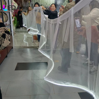 LEDA Moda Şık Yeni Gelen Düğün Tavan Lambası Asılı S Şekli File Kumaş Perdeler LED Şeritler Özelleştirilmiş Boyut Renk