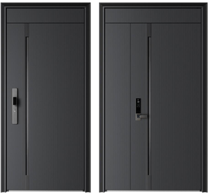 Porte d'entrée simple moderne en acier, cadre extérieur, design à rayures de sécurité, fonction antivol, manuelle, fabrication chinoise - Product Image 6