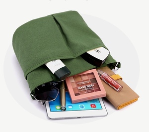 Sac fourre-tout en toile unisexe grande capacité imperméable avec fermeture éclair, sac à bandoulière polyvalent en toile pour hommes et femmes - Product Image 2