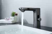 Robinet de lavabo à capteur en alliage de zinc finition bronze brossé avec affichage LED de la température, mitigeur sans contact, cartouche céramique