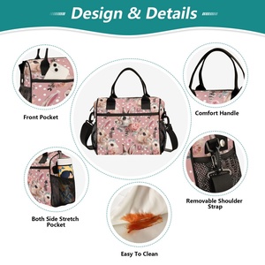 Bolsa de Almuerzo de Poliéster Rosa Hawaiano con Impresión Personalizada de Gran Capacidad, Cómoda de Llevar y Reutilizable - Product Image 3