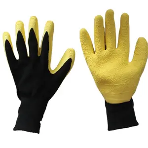 Gants enduits de latex de mousse jaune Suncend par la machine tricotés en polyester avec une respirabilité et un pouvoir de préhension incroyables