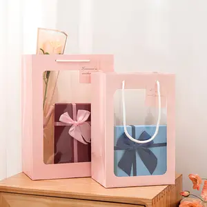 उपहार गुलदस्ता पैकेजिंग फूल कागज पारदर्शी उपहार पोर्टेबल खिड़की trapezoidal बैग