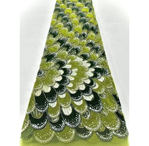035 2026 Tissu de <span class=keywords><strong>dentelle</strong></span> nigériane française artisanale de haute qualité, <span class=keywords><strong>dentelle</strong></span> à sequins et strass pour femmes, vente en gros - Product Image 3