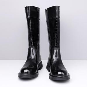 Bottes de <span class=keywords><strong>moto</strong></span> mi-mollet pour homme, style décontracté, automne, grande taille, tendance, avec fermeture éclair arrière, taille <span class=keywords><strong>46</strong></span> - Product Image 4