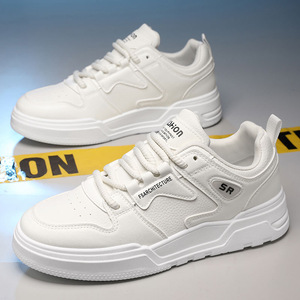 Summer Men's Casual Sneakers Trendy All-Match <b>White</b> Platform Sneakers Breathable <b>Lace</b>-Up Design for Students - Product Image 3