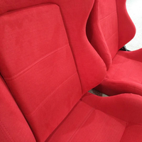 Sièges de voiture de course JBR1035red en daim noir universel et cuir PVC rouge, avec réglage simple et double rail