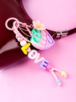 Porte-clés anti-stress en silicone Push Pop It, breloque de sac perlée colorée, pendentif papillon cœur, porte-clés personnalisé avec lettre, cadeau