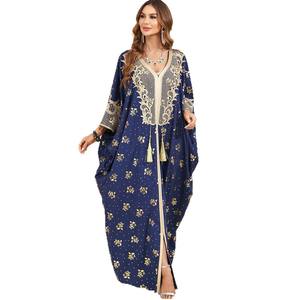 Keluaran baru 3470 gaun ukuran Plus untuk wanita Muslim gaun rumbai sayap kelelawar Lengan Panjang Timur Tengah gaun tradisional Musim Semi - Product Image 5