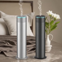 Grossiste Hôtel de luxe Tour intelligente d'huiles essentielles sans eau Diffuseur d'arômes Noir argenté Cylindrique Diffuseur de parfums pour usage domestique