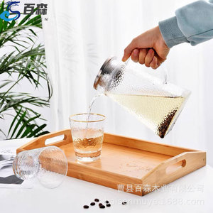 Plateaux de service en bambou, bois naturel, rectangulaires, avec poignées, pour le thé, le café, la salle à manger, style moderne minimaliste - Product Image 4