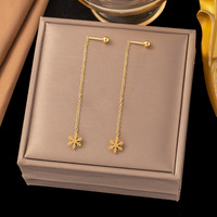 Boucles d'oreilles Novirassine en gros, étanches, motif floral et lettre, pour femmes, en acier inoxydable plaqué or 18 carats, luxe léger, haut de gamme