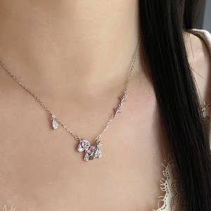 Collier en argent pur S925 avec zircon galaxie souriant, perle douce, étincelant, petit, frais, atmosphère féerique, luxe et légèreté - Product Image 4