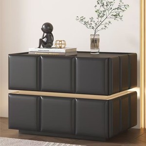 Table de chevet double couche en bois massif avec tiroirs de rangement pour chambre à coucher, design moderne et simple, style luxe léger - Product Image 3