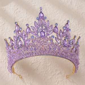 Haute qualité luxe cristal <span class=keywords><strong>mariage</strong></span> <span class=keywords><strong>diadème</strong></span> vert bleu rouge violet or coiffure coiffes mariée Pageant couronne pour reine femmes - Product Image 1