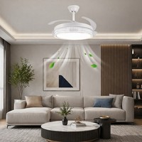 Ventilateur de plafond intelligent avec application, 42 pouces, 96W, LED à intensité variable, réglage de la minuterie, moteur silencieux, pour salon, chambre à coucher, cuisine