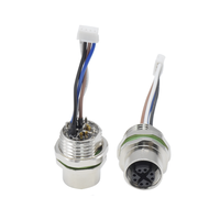 Conectores M12 Hembra 8 pines Terminal Arnés de cables Enchufes de cable de aviación Montaje en panel M12 Conector impermeable codificado en X con cable