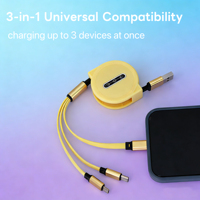 Cable USB Retráctil 3 en 1 con Trenzado, Cargador de Alta Velocidad para Auriculares y Teléfonos Móviles, Logotipo Personalizado, Venta al Por Mayor, Regalos Promocionales