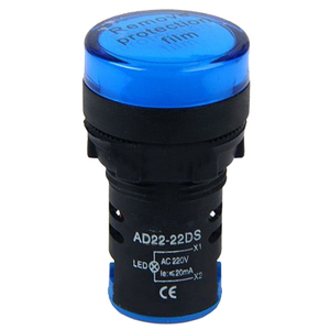 Indicateur lumineux à panneau bleu AD22-22DS, lampe de signalisation LED 220V AC pour équipement - Product Image 1