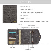 Portefeuille Etsy Hot Ins A6 en cuir de crocodile avec 6 anneaux dorés couverture d'agenda style spirale feuille de mouche cadeau parfait