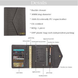 <span class=keywords><strong>Etsy</strong></span> sıcak Ins A6 timsah deri bütçe bağlayıcı cüzdan ile 6 altın yüzük Spiral tarzı gündem kapak Fly yaprak mükemmel hediye - Product Image 5