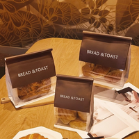 Sacs à pain en papier kraft avec fenêtre, sacs de boulangerie à fermeture à l'angle pour emballage alimentaire à emporter (Mochi, biscuits, pâtisseries)