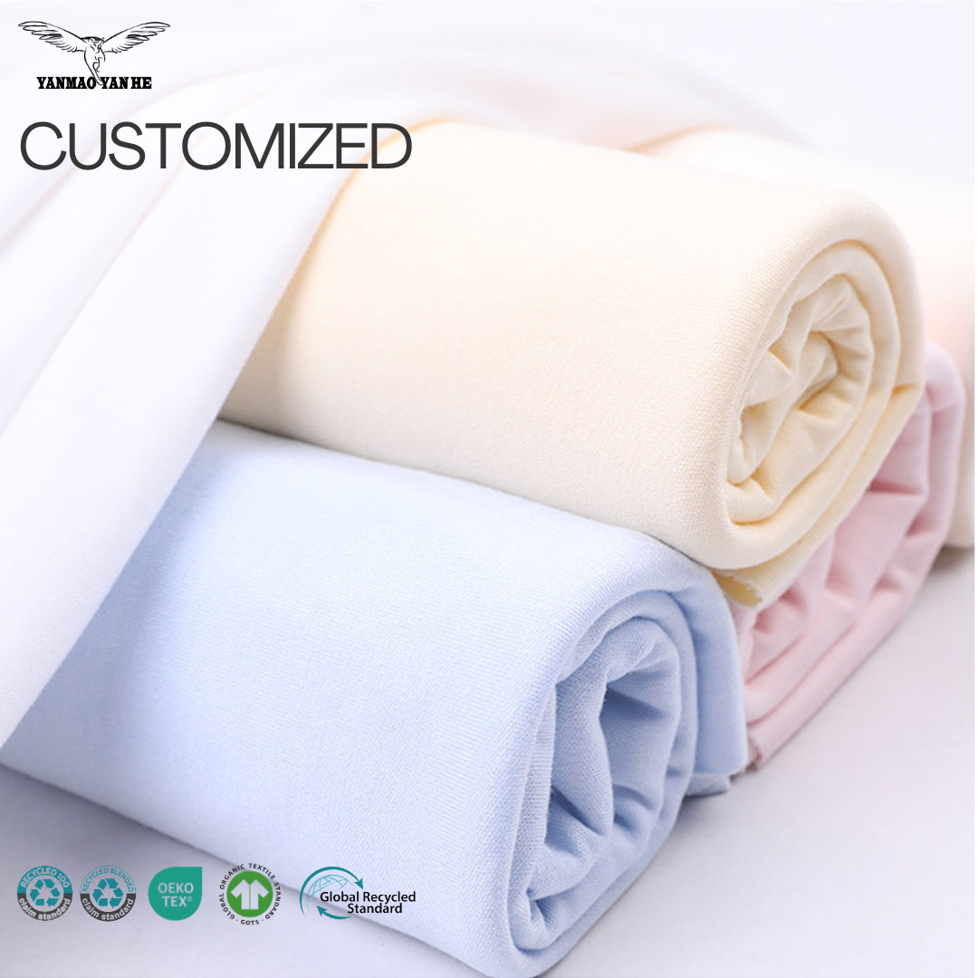 Knitted Bamboo Cotton Jersey Fabric Dyed Soft Solid Skin Friendly Natural Fashion Fabric for Baby Pajamas Sleepwear Garment