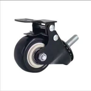 Rueda giratoria de PVC negra de 2 pulgadas (50 mm) con freno continuo, capacidad de carga de 40 kg, con rodamiento de bolas, para muebles de hospital, hotel y baño. - Product Image 2