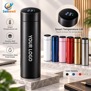 Custom Logo 500ml 304 Stainless Steel Smart Water Bottle LED Temperature Display Vacuum Flask Insulated <b>Thermos</b> - Product Image 1