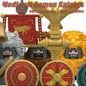 Moc Thời Trung Cổ La Mã Quân Đội Con Số Khối Xây Dựng Cho Bé Trai Nhựa Tiêu Chuẩn Mang Thanh Kiếm Trumpeter Mace Cape Cờ Lá Chắn Đồ Chơi - Product Image 3