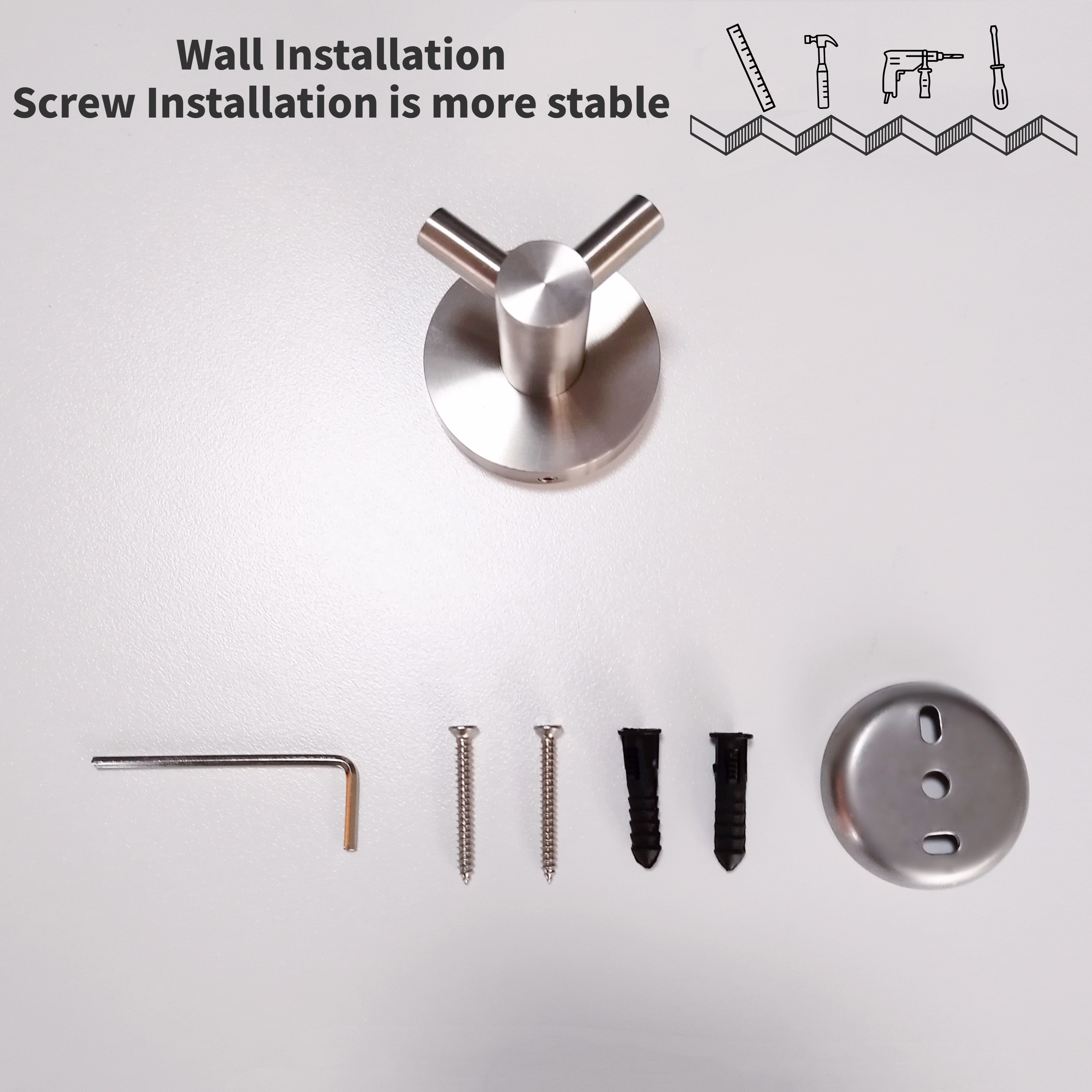 Wall Mounted Towel Robe Hook Bathroom Metal SUS304 Shelf