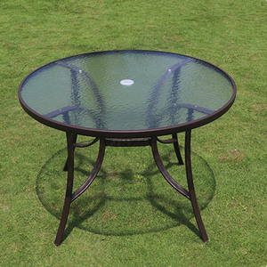 Mesa y Sillas Plegables para Exteriores, Mesa de Centro de Vidrio Templado, Mesa Redonda de Hierro Forjado Resistente al Agua - Product Image 4