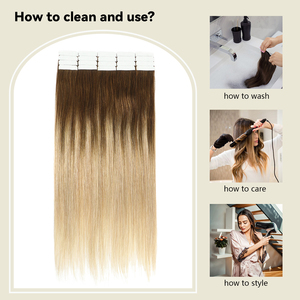 Alta qualità estensioni dei <span class=keywords><strong>capelli</strong></span> <span class=keywords><strong>100</strong></span>% reale Remy dritto europeo <span class=keywords><strong>capelli</strong></span> umani Ombre nastro in estensione dei <span class=keywords><strong>capelli</strong></span> - Product Image 2