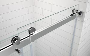 Paroi de douche moderne en verre <span class=keywords><strong>noir</strong></span> mat à cadre fin, système de glissière silencieux et fluide, installation facile, taille personnalisable - Product Image 4