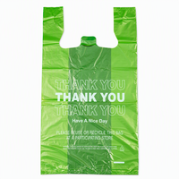 Lot en gros de sacs plastiques verts écologiques recyclables imperméables avec poignée, imprimés personnalisés 'Thank You Have Nice Day'
