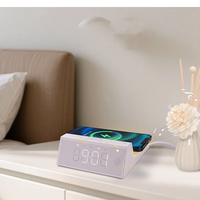 Fungsi Jam Alarm Ganda Lampu Tidur LED Modern USB Pengisian Daya Nirkabel ABS Lampu Malam Isi Ulang Kustom Tanpa Kabel Sentuh