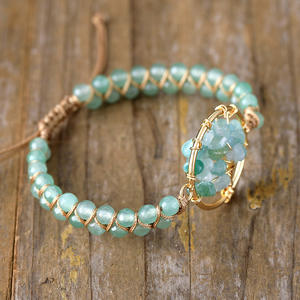 Natürliches Amethyst Grün Aventurin Perlen Armband Life Tree Charm Doppel geflochtenes handgemachtes Heils tein Armband für Frauen Männer - Product Image 5