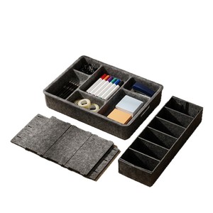 กล่องเก็บของตั้งโต๊ะแบบสักหลาดทรงสี่เหลี่ยมพับได้พร้อมช่องเก็บของ 12 ลิตร ออแกไนเซอร์สำหรับสำนักงาน - Product Image 4