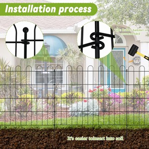 Valla Metálica Negra para Jardín, Barrera para Perros Fácil de Montar con Alambre de Hierro Recubierto, Rejilla de Bajo Mantenimiento para Patios - Product Image 3