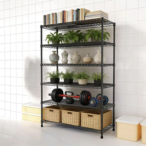 Étagère de rangement en fil métallique robuste en acier au carbone à 6 niveaux, capacité 75 kg, pour salle de bain, <span class=keywords><strong>cuisine</strong></span> et <span class=keywords><strong>salon</strong></span> - Product Image 2