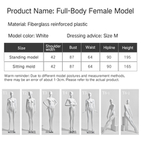 Maniquí de cuerpo completo femenino de alta gama, marca Robben, color blanco mate, en pose de pie, material de fibra de vidrio, para escaparate.